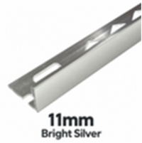 11mm Bright Silver DTA Aluminium L-Shape Tile Angle, 3m Length