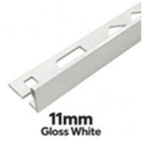 11mm Gloss White DTA Aluminium L-Shape Tile Angle, 3m Length