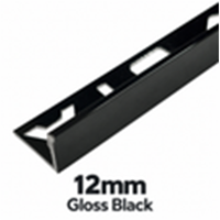 12mm Gloss Black DTA Aluminium L-Shape Tile Angle, 3m Length