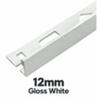 12mm Gloss White DTA Aluminium L-Shape Tile Angle, 3m Length