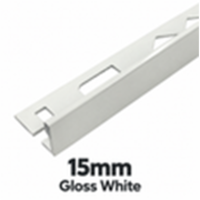 15mm Gloss White DTA Aluminium L-Shape Tile Angle, 3m Length