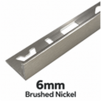 6mm Brushed Nickel DTA Aluminium L-Shape Tile Angle, 3m Length