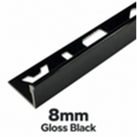 8mm Gloss Black DTA Aluminium L-Shape Tile Angle, 3m Length