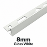 8mm Gloss White DTA Aluminium L-Shape Tile Angle, 3m Length