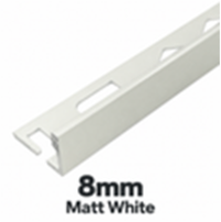 8mm Matt White DTA Aluminium L-Shape Tile Angle, 3m Length