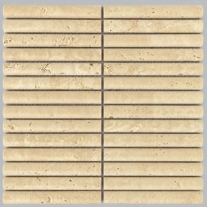 305x305mm Sheet, Travertine Honed Cigar Mosaic Tile