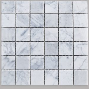 305x305mm Sheet, Carrara Marble Honed Square Mosaic Tile