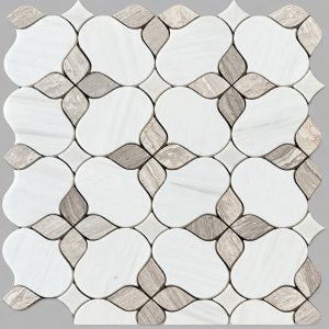 291.28x291.28mm Sheet, Eleganto White Wood Marble Mix Honed Mosaic Tile